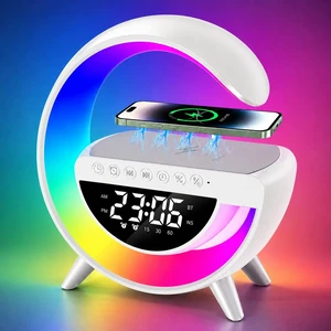 Wireless Charging Lamp with Bluetooth Speaker, Alarm Clock & RGB Light | 15W Qi charging, Bluetooth 5.3 audio, 7-color light, dual alarms, white noise and FM radio in one bedside device. Wireless Charging Lamp with Bluetooth Speaker, Alarm Clock & RGB Light | 15W Qi charging, Bluetooth 5.3 audio, 7-color light, dual alarms, white noise and FM radio in one bedside device.