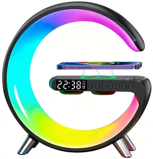 4 In 1 Smart LED Table Lamp, Alarm Clock, Bluetooth Speaker, Wireless Charger, App Control Night Light Bedside Lamp with Fast Charging Station for Bedroom, Home Decor, Family, Teen Girls Boys Gifts 4 In 1 Smart LED Table Lamp, Alarm Clock, Bluetooth Speaker, Wireless Charger, App Control Night Light Bedside Lamp with Fast Charging Station for Bedroom, Home Decor, Family, Teen Girls Boys Gifts