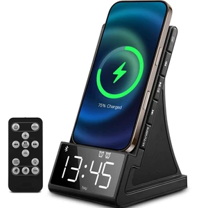 8-in-1 Wireless Charger, Alarm Clock, Bluetooth Speaker & FM Radio | Fast Qi Charging, Bluetooth 5.1, Dual 5W Speakers and Remote; Works with Most Nonmetal Cases up to 5mm for iPhone and Samsung 8-in-1 Wireless Charger, Alarm Clock, Bluetooth Speaker & FM Radio | Fast Qi Charging, Bluetooth 5.1, Dual 5W Speakers and Remote; Works with Most Nonmetal Cases up to 5mm for iPhone and Samsung