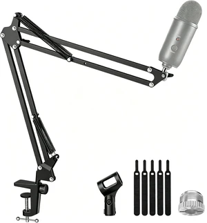 Boom Arm Microphone Mic Stand for Blue Yeti Fifine HyperX, Desk Mount, Desktop Stands, Adjustable Reach, Rotate Fully, Folds Away Compactly, for Gaming, Streaming or Recording Boom Arm Microphone Mic Stand for Blue Yeti Fifine HyperX, Desk Mount, Desktop Stands, Adjustable Reach, Rotate Fully, Folds Away Compactly, for Gaming, Streaming or Recording
