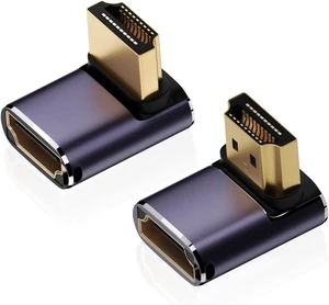 8K 90 Degree Right Angle HDMI 2.1 Adapter (2 Pack), Up&Down Angle 270 Degree HDMI Male to Female Extender Connector Aluminum Alloy 8K 90 Degree Right Angle HDMI 2.1 Adapter (2 Pack), Up&Down Angle 270 Degree HDMI Male to Female Extender Connector Aluminum Alloy