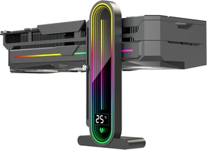 Graphics Card GPU Support Bracket, Height Adjustable RGB GPU Stand with Temperature Display, 5V 3PIN Video Card Support Holder, Anti Sag Bracket & Magnetic Base for PC Graphics Cards - Black Graphics Card GPU Support Bracket, Height Adjustable RGB GPU Stand with Temperature Display, 5V 3PIN Video Card Support Holder, Anti Sag Bracket & Magnetic Base for PC Graphics Cards - Black