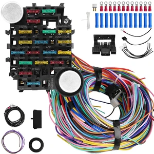 Universal 21 Circuit Wiring Harness Kit Standard Color Wiring with 17 Fuses, Universal Extra Long Wire 21 Circuit Wiring Harness for GM Chevy Chrysler Dodge Ford Hotrods Plymouth Mopar Mercury Ratrods Universal 21 Circuit Wiring Harness Kit Standard Color Wiring with 17 Fuses, Universal Extra Long Wire 21 Circuit Wiring Harness for GM Chevy Chrysler Dodge Ford Hotrods Plymouth Mopar Mercury Ratrods