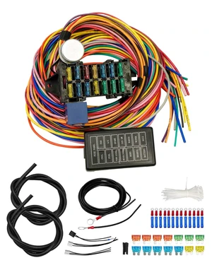 14 Circuit Universal Wiring Harness Kit 12V Fuse Fit for Chevy Ford, Fit for Street Muscle Car Hot Rod XL Wires. Compatible with Chevy Ford Chrysler Mopar Muscle Car 14 Circuit Universal Wiring Harness Kit 12V Fuse Fit for Chevy Ford, Fit for Street Muscle Car Hot Rod XL Wires. Compatible with Chevy Ford Chrysler Mopar Muscle Car