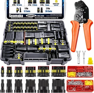 1008PCS 63 Sets Waterproof Automotive Wire Connectors Kit 1/2/3/4/5/6 Pin Automotive Replacement Electrical Accessories Plug Connectors Kit Male and Female Connector with Ratchet Crimping Tool 1008PCS 63 Sets Waterproof Automotive Wire Connectors Kit 1/2/3/4/5/6 Pin Automotive Replacement Electrical Accessories Plug Connectors Kit Male and Female Connector with Ratchet Crimping Tool