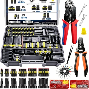 1500Pcs 89 Kits Waterproof Automotive Electrical Connectors 1/2/3/4/6 Male&Female Automotive Replacement Electrical Accessories 22-14AWG with Ratchet Crimping Tool and Wire stripper 1500Pcs 89 Kits Waterproof Automotive Electrical Connectors 1/2/3/4/6 Male&Female Automotive Replacement Electrical Accessories 22-14AWG with Ratchet Crimping Tool and Wire stripper