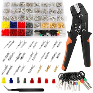 970Pcs Electrical Terminal Connector Kit with Crimping Tool, 28 Series Male Female Pin Terminals,400 Waterproof Wire Seals,18 Terminal Removal Tools and and Angled Tweezers 970Pcs Electrical Terminal Connector Kit with Crimping Tool, 28 Series Male Female Pin Terminals,400 Waterproof Wire Seals,18 Terminal Removal Tools and and Angled Tweezers
