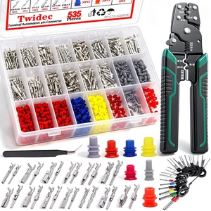 535Pcs 26Type Pin Connector Kit and Terminal Pins with Crimping Tool 1/1.5/1.8/2.2/2.8/3.5mm Male&Female Connectors Pin Terminal Auto Non-Insulated Plug Removal Crimp Pins With Wire Crimper Tool 535Pcs 26Type Pin Connector Kit and Terminal Pins with Crimping Tool 1/1.5/1.8/2.2/2.8/3.5mm Male&Female Connectors Pin Terminal Auto Non-Insulated Plug Removal Crimp Pins With Wire Crimper Tool