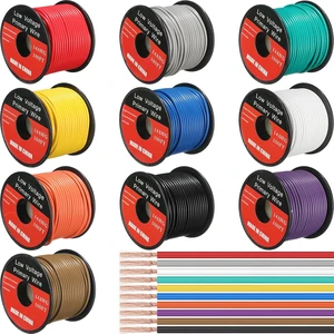 10 Pcs 14 Gauge Automotive Wire 100 Ft, CCA for 12V Car Audio Copper Clad Aluminum with 10 Colors, Stranded Primary Wire for Automotive Electrical and Harness Wiring Applications 10 Pcs 14 Gauge Automotive Wire 100 Ft, CCA for 12V Car Audio Copper Clad Aluminum with 10 Colors, Stranded Primary Wire for Automotive Electrical and Harness Wiring Applications