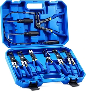 OMT 9pcs Hose Clamp Pliers for Fuel Oil & Water Hoses
Automotive Long Reach Hose Clamp Remover Kit with Flexible Wire Clic R Type Swivel Jaw Flat Band Pliers Case, Blue OMT 9pcs Hose Clamp Pliers for Fuel Oil & Water Hoses
Automotive Long Reach Hose Clamp Remover Kit with Flexible Wire Clic R Type Swivel Jaw Flat Band Pliers Case, Blue