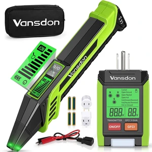 Circuit Breaker Finder with LCD, GFCI Outlet Tester,Circuit Tracer Breaker Finder with NCV Test & Flashlight, Electrical Tester Includes Adapters and Carrying Case - Green Circuit Breaker Finder with LCD, GFCI Outlet Tester,Circuit Tracer Breaker Finder with NCV Test & Flashlight, Electrical Tester Includes Adapters and Carrying Case - Green