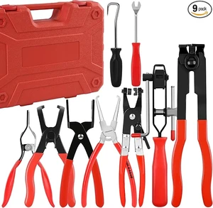 9Pcs Fuel Line Disconnect Pliers Set with Storage Case
9" Fuel Filter Caliper, Removal/CV Joint Boot Clamp/Flat Hose Clamp/30 Degree Disconnect Pliers Set for Auto Maintenance 9Pcs Fuel Line Disconnect Pliers Set with Storage Case
9" Fuel Filter Caliper, Removal/CV Joint Boot Clamp/Flat Hose Clamp/30 Degree Disconnect Pliers Set for Auto Maintenance