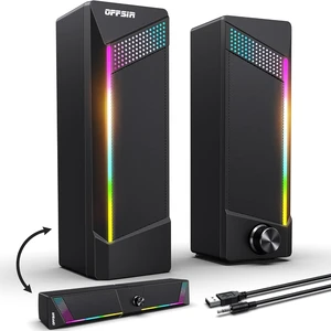 Computer Speakers, 2 in 1 PC Speaker , Gaming Speakers for PC Computer Laptop Desktop Monitor, RGB Speakers with Touch Sensitive Lighting, USB Powered 3.5mm Aux(Package Only Two Speaker, No Soundbar) Computer Speakers, 2 in 1 PC Speaker , Gaming Speakers for PC Computer Laptop Desktop Monitor, RGB Speakers with Touch Sensitive Lighting, USB Powered 3.5mm Aux(Package Only Two Speaker, No Soundbar)