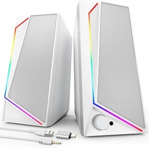 Computer Speakers, USB/USB-C Powered PC Speakers with Loud Stereo Sound, Headphone-in for Desktop, Laptop, Monitor,White Computer Speakers, USB/USB-C Powered PC Speakers with Loud Stereo Sound, Headphone-in for Desktop, Laptop, Monitor,White