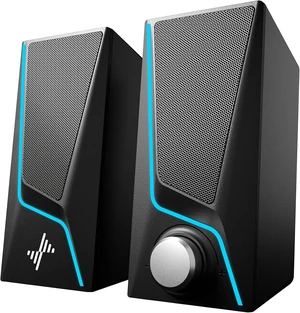 Computer Speakers for Desktop, PC Speakers with 9 Lighting Modes USB Powered with 3.5mm AUX, Dual Speaker Units and 2 Bass-Boost Ports for PCs, Laptops and Monitors Computer Speakers for Desktop, PC Speakers with 9 Lighting Modes USB Powered with 3.5mm AUX, Dual Speaker Units and 2 Bass-Boost Ports for PCs, Laptops and Monitors