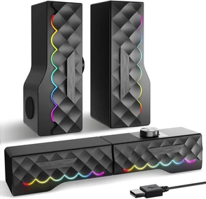 PC Speakers - 2 in 1 Detachable Computer Speakers with LED for Dynamic and Cool Gaming - Gaming Speakers with USB Cable for Desktop PC, Monitor, Laptop, Gaming Equipment PC Speakers - 2 in 1 Detachable Computer Speakers with LED for Dynamic and Cool Gaming - Gaming Speakers with USB Cable for Desktop PC, Monitor, Laptop, Gaming Equipment
