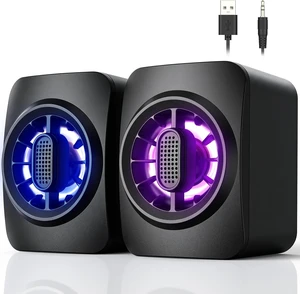 Computer Speakers,RGB PC Speakers, USB Powered 3.5mm Aux Speaker for Desktop, PC, Laptop, Tablet - Small Computer Speakers | Clear Sound & 7-Color Dynamic Lighting Computer Speakers,RGB PC Speakers, USB Powered 3.5mm Aux Speaker for Desktop, PC, Laptop, Tablet - Small Computer Speakers | Clear Sound & 7-Color Dynamic Lighting