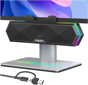 Computer Speakers for Desktop PC, Clip-On Monitor Speaker, Cool RGB Lights External Speakers for Laptop, USB Plug-and-Play, Stereo Loud Sound, Deep Bass, Mini Soundbar for PC/Desktop, Easy Controls Computer Speakers for Desktop PC, Clip-On Monitor Speaker, Cool RGB Lights External Speakers for Laptop, USB Plug-and-Play, Stereo Loud Sound, Deep Bass, Mini Soundbar for PC/Desktop, Easy Controls