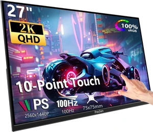 27 Inch 2K QHD 100Hz Touchscreen Monitor 10 Point Multi Touch, IPS Portable Display, 2560x1440 USB-C HDMI Laptop Monitor with Adjustable Stand & Speakers 27 Inch 2K QHD 100Hz Touchscreen Monitor 10 Point Multi Touch, IPS Portable Display, 2560x1440 USB-C HDMI Laptop Monitor with Adjustable Stand & Speakers