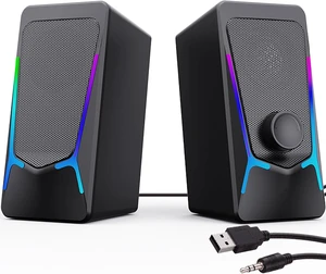 Computer Speakers for Desktop PC, Gaming Speaker with Volume Control Compact 2.0 Channel Stereo Desktop & Laptop Speaker, 6W, Enhanced Auido Quality, Plug & Play USB Powered, 3.5mm AUX. Computer Speakers for Desktop PC, Gaming Speaker with Volume Control Compact 2.0 Channel Stereo Desktop & Laptop Speaker, 6W, Enhanced Auido Quality, Plug & Play USB Powered, 3.5mm AUX.