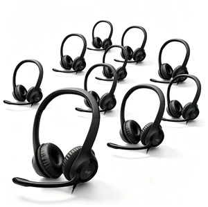 10 Pack Logitech Wired Headset PC/Laptop Stereo Headphones, USB-A, For PC/Laptop, stereo headphones, microphone, in-line controls, works with Chromebook 10 Pack Logitech Wired Headset PC/Laptop Stereo Headphones, USB-A, For PC/Laptop, stereo headphones, microphone, in-line controls, works with Chromebook