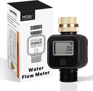 Water Flow Meter, Measure Gallon/Liter Consumption and Flow Rate for RV Water Tank Filling, Outdoor Garden Hose Watering, Lawn Sprinkler and Nozzle Sprayer Water Flow Meter, Measure Gallon/Liter Consumption and Flow Rate for RV Water Tank Filling, Outdoor Garden Hose Watering, Lawn Sprinkler and Nozzle Sprayer