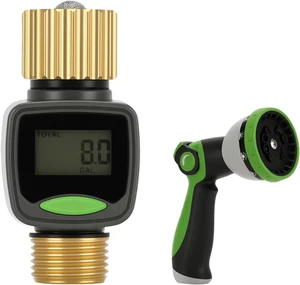 3/4"Water Flow Meter with Water Nozzle Kit,4 Modes Change, Measure Gallon/Liter Consumption for Garden Hose, RV Water Tank, Lawn Sprinkler, and Nozzle Sprayer 3/4"Water Flow Meter with Water Nozzle Kit,4 Modes Change, Measure Gallon/Liter Consumption for Garden Hose, RV Water Tank, Lawn Sprinkler, and Nozzle Sprayer