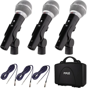 Pyle 3 Piece Professional Dynamic Microphone Kit Cardioid Unidirectional Vocal Handheld MIC with Hard Carry Case & Bag, Holder/Clip & 26ft XLR Audio Cable to 1/4'' Audio Connection Pyle 3 Piece Professional Dynamic Microphone Kit Cardioid Unidirectional Vocal Handheld MIC with Hard Carry Case & Bag, Holder/Clip & 26ft XLR Audio Cable to 1/4'' Audio Connection