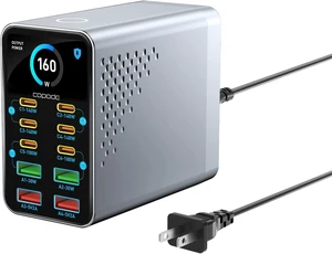 160W Max 10-Port GaN USB C Charger Block, for MacBook Pro, Laptop Charger, Smart Display, Touch Control, Up to 140W Fast Charging for One Device, Compatible with Mac Pro,iPhone 18/17 Series,Galaxy 160W Max 10-Port GaN USB C Charger Block, for MacBook Pro, Laptop Charger, Smart Display, Touch Control, Up to 140W Fast Charging for One Device, Compatible with Mac Pro,iPhone 18/17 Series,Galaxy