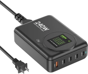 240W GaN Charger, 5-Port USB C Charger with 140W Max PD 3.1 Port, LED Display Desktop Charging Station Adapter for MacBook Pro/Air M3/M2/M1, Laptops, iPhone 17/16, Galaxy S24/S23, iPad, Steam Deck 240W GaN Charger, 5-Port USB C Charger with 140W Max PD 3.1 Port, LED Display Desktop Charging Station Adapter for MacBook Pro/Air M3/M2/M1, Laptops, iPhone 17/16, Galaxy S24/S23, iPad, Steam Deck