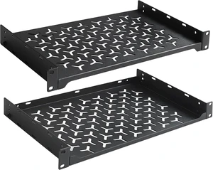 2 Pack 1U Server Rack Shelf, 19 Inch Universal Network Rack Mount Tray, 10 Inches Deep Vented Cantilever Shelf for AV/IT Equipment, Black 2 Pack 1U Server Rack Shelf, 19 Inch Universal Network Rack Mount Tray, 10 Inches Deep Vented Cantilever Shelf for AV/IT Equipment, Black