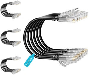 24-Pack 0.5 Feet Cat6 Slim Patch Cables, Cat6a Patch Cables 10Gbps 550MHz High-Speed, Cat 6 Ethernet Cable Pure Copper UTP, Flexible & Thin Patch Cable Cat 6 for Network Cabling - Black 24-Pack 0.5 Feet Cat6 Slim Patch Cables, Cat6a Patch Cables 10Gbps 550MHz High-Speed, Cat 6 Ethernet Cable Pure Copper UTP, Flexible & Thin Patch Cable Cat 6 for Network Cabling - Black