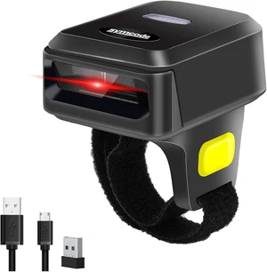 Wireless Bluetooth Barcode Scanner with Bluetooth & 2.4GHz Wireless & Wired Connection, Portable Ring Wearable Finger 1D Mini Bar Code Reader Scanner Wireless Bluetooth Barcode Scanner with Bluetooth & 2.4GHz Wireless & Wired Connection, Portable Ring Wearable Finger 1D Mini Bar Code Reader Scanner