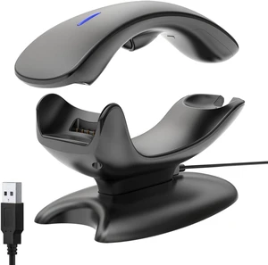 Upgraded 2D Bluetooth Barcode Scanner with Wireless Charging Stand, 1968 Feet Transmission Distance 433Mhz Wireless & Bluetooth 2in1 Barcode Reader with Hands-Free Stand Upgraded 2D Bluetooth Barcode Scanner with Wireless Charging Stand, 1968 Feet Transmission Distance 433Mhz Wireless & Bluetooth 2in1 Barcode Reader with Hands-Free Stand