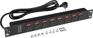 Rack Mount PDU Power Strips,8 Outlet Surge Protector,Individual Switches,1.5U Rackmount Server Racks,14AWG Heavy Duty Extension Cord,2700J,15A 125V 1875W (Standard Power Cord, 6 FT Cable) Rack Mount PDU Power Strips,8 Outlet Surge Protector,Individual Switches,1.5U Rackmount Server Racks,14AWG Heavy Duty Extension Cord,2700J,15A 125V 1875W (Standard Power Cord, 6 FT Cable)