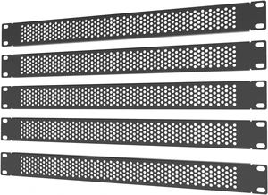 5 Pack 1U Venting Blank Panel - Steel Blank Rack Mount Panel Filler Spacer for 19in Server Rack Cabinet or Enclosure, Black