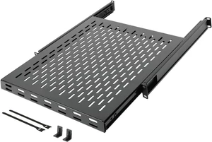 1U Sliding Rack Shelf,4-Post Vented Rack Mount Shelf,21.7in Deep with Adjustable Mounting Depth 21.7-35.4in,Supports to 110lbs,for 19 Inch AV/Network Equipment Rack,Unassembled,Black 1U Sliding Rack Shelf,4-Post Vented Rack Mount Shelf,21.7in Deep with Adjustable Mounting Depth 21.7-35.4in,Supports to 110lbs,for 19 Inch AV/Network Equipment Rack,Unassembled,Black