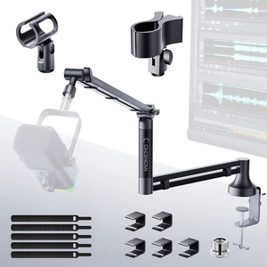 Boom Arm, 360° Rotatable Microphone Stand with Desk Mount, Foldable Desk Mic Arm with 3/8'' to 5/8'' Screw Adapter, Microphone Arm for Live Streaming, Gaming, Podcasting, Radio Boom Arm, 360° Rotatable Microphone Stand with Desk Mount, Foldable Desk Mic Arm with 3/8'' to 5/8'' Screw Adapter, Microphone Arm for Live Streaming, Gaming, Podcasting, Radio