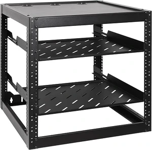 12U Open Frame Network Rack with 2X 14in Vented 1U Shelves Rear Support, Wall Mount/Floor Standing Network Cabinet, Heavy Duty 150 lbs Capacity for IT & AV Gear, Audio and Video Device 12U Open Frame Network Rack with 2X 14in Vented 1U Shelves Rear Support, Wall Mount/Floor Standing Network Cabinet, Heavy Duty 150 lbs Capacity for IT & AV Gear, Audio and Video Device