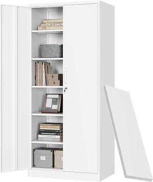 Metal Garage Storage Cabinets with Lock-72 Tall Tool Organizer Steel Lockers, 5 Adjustable Layers Shelves for Home,Office,Warehouse,Garage,(White-72) Metal Garage Storage Cabinets with Lock-72 Tall Tool Organizer Steel Lockers, 5 Adjustable Layers Shelves for Home,Office,Warehouse,Garage,(White-72)