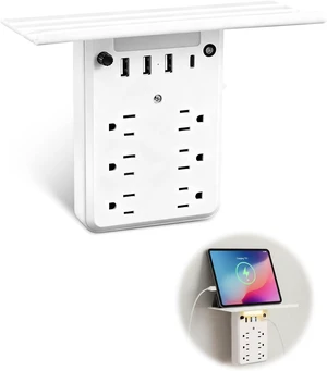Outlet Extender with Night Light, 6 AC, 4 USB, Surge Protector, 6 AC Outlets + 4 USB Ports, Built-In Night Light, Surge Protection, Convenient Outlet Shelf, 1 USB-C Fast Charging Port Outlet Extender with Night Light, 6 AC, 4 USB, Surge Protector, 6 AC Outlets + 4 USB Ports, Built-In Night Light, Surge Protection, Convenient Outlet Shelf, 1 USB-C Fast Charging Port