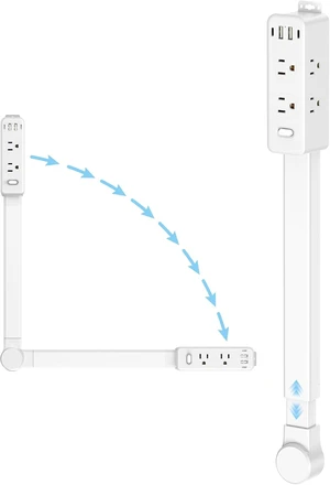 Outlet Extender Stick, Power Strip with 6 Outlets & 4 USB Ports, Extends 22"-34", Rotates 180°(90° per Side), Home Dorm Essential for Nightstand, Couch and Desk Outlet Extender Stick, Power Strip with 6 Outlets & 4 USB Ports, Extends 22"-34", Rotates 180°(90° per Side), Home Dorm Essential for Nightstand, Couch and Desk