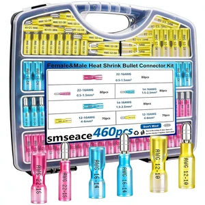 460PCS Heat Shrink Bullet Connectors Assortment Kit 22-10AWG Waterproof Bullet connectors Packed in Handheld Box for Automotive Boat Stereo Industrial Equipment