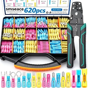 620Pcs Heat Shrink Wire Connectors Kit with Crimping Tool,Waterproof Electrical Crimp Ring Fork Spade Bullet Butt Splice Terminal for Automotive Boat Stereo Industrial Equipment 620Pcs Heat Shrink Wire Connectors Kit with Crimping Tool,Waterproof Electrical Crimp Ring Fork Spade Bullet Butt Splice Terminal for Automotive Boat Stereo Industrial Equipment