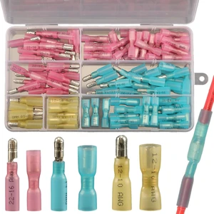110pcs Heat Shrink Bullet Wire Connectors Kit, Waterproof Bullet Terminals Connectors Female & Male Wire Crimp Terminals, Marine Grade Bullet Terminals 110pcs Heat Shrink Bullet Wire Connectors Kit, Waterproof Bullet Terminals Connectors Female & Male Wire Crimp Terminals, Marine Grade Bullet Terminals