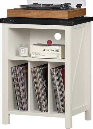 Record Player Stand with Vinyl Record Storage, Record Player Table Holds up to 160 Albums,Large Wood Turntable Stand Cabinet Dispaly Shelf for Living Room,Bedroom,Office - White Record Player Stand with Vinyl Record Storage, Record Player Table Holds up to 160 Albums,Large Wood Turntable Stand Cabinet Dispaly Shelf for Living Room,Bedroom,Office - White
