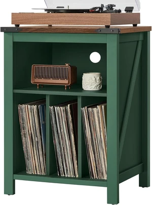 Record Player Stand with Vinyl Record Storage, Record Player Table Holds up to 160 Albums,Large Wood Turntable Stand Cabinet Dispaly Shelf for Living Room,Bedroom,Office - Green Record Player Stand with Vinyl Record Storage, Record Player Table Holds up to 160 Albums,Large Wood Turntable Stand Cabinet Dispaly Shelf for Living Room,Bedroom,Office - Green
