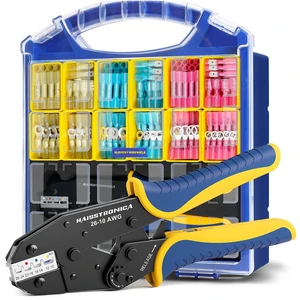 320PCS Heat Shrink Wire Connectors Set, 9" Wire Crimper Full-Cycle Ratchet, Adhesive-Lined Sleeves, 15 Sizes, Clear Lid, Removable Bins, Automotive Wiring 320PCS Heat Shrink Wire Connectors Set, 9" Wire Crimper Full-Cycle Ratchet, Adhesive-Lined Sleeves, 15 Sizes, Clear Lid, Removable Bins, Automotive Wiring