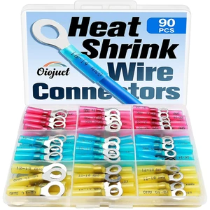 90Pcs Heat Shrink Wire Connectors Electrical Kit -Marine Automotive Wiring Crimp Terminals Assortment, Waterproof Ring Electrical Butt Connector 90Pcs Heat Shrink Wire Connectors Electrical Kit -Marine Automotive Wiring Crimp Terminals Assortment, Waterproof Ring Electrical Butt Connector