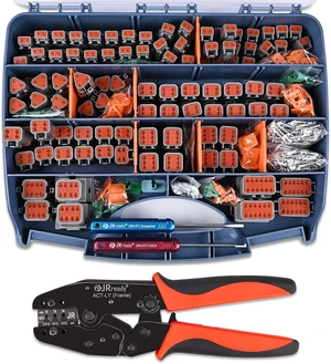 ST6316 DT Deutsch Connector Kit, 2,3,4,6,8,12 Pin Connector, Deutsch Crimp Tool (ACT-LY-16DT), Size 16 Stamped Contacts, Deutsch pin Kit ST6316 DT Deutsch Connector Kit, 2,3,4,6,8,12 Pin Connector, Deutsch Crimp Tool (ACT-LY-16DT), Size 16 Stamped Contacts, Deutsch pin Kit